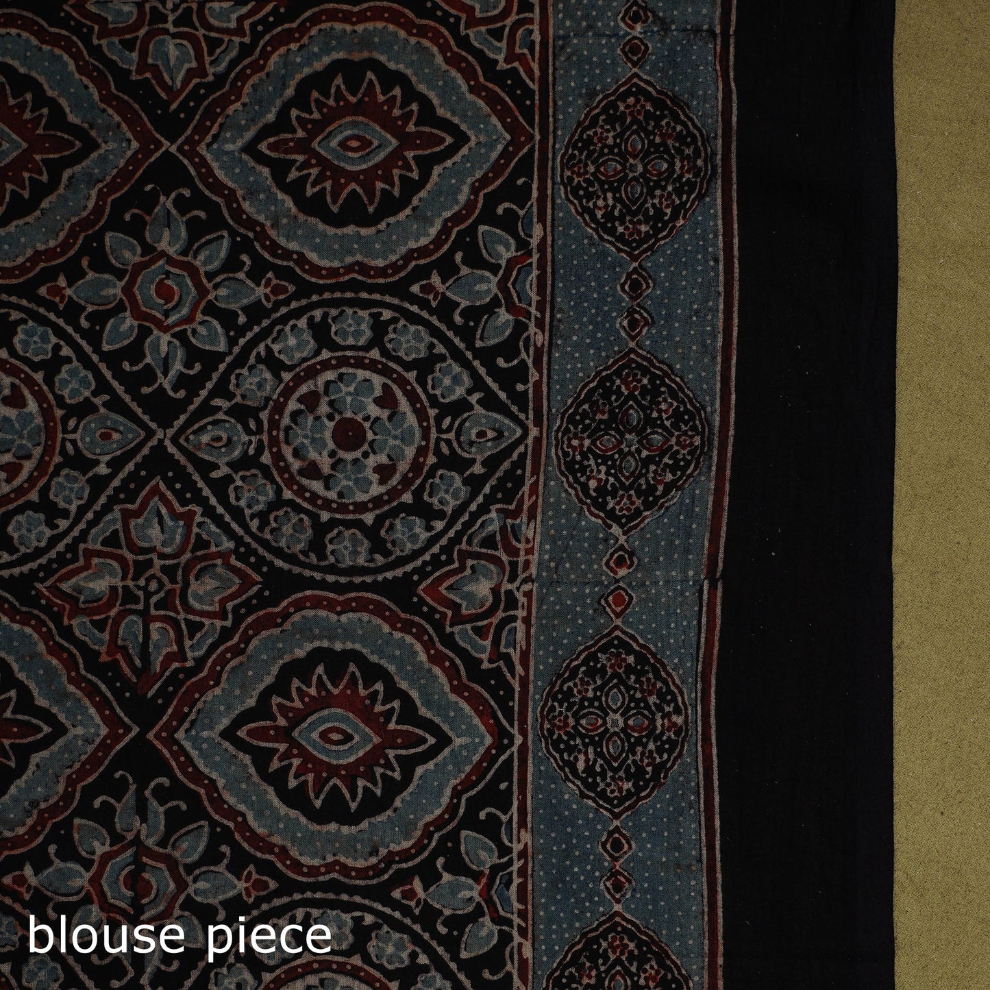 Kutch hand block print natural dyed pure mul cotton ajrakh