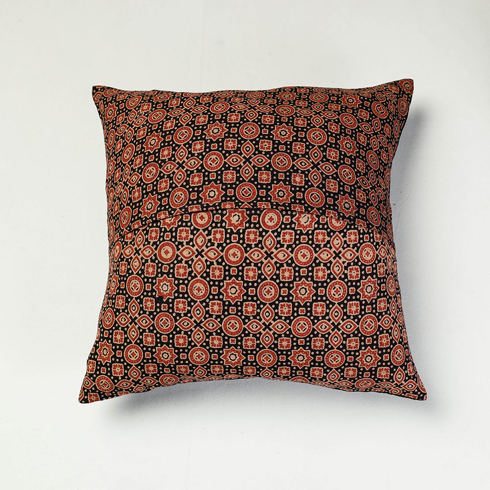 Kutch Embroidered Ajrakh Mashru Silk Cushion Cover (16 x 16 in)
