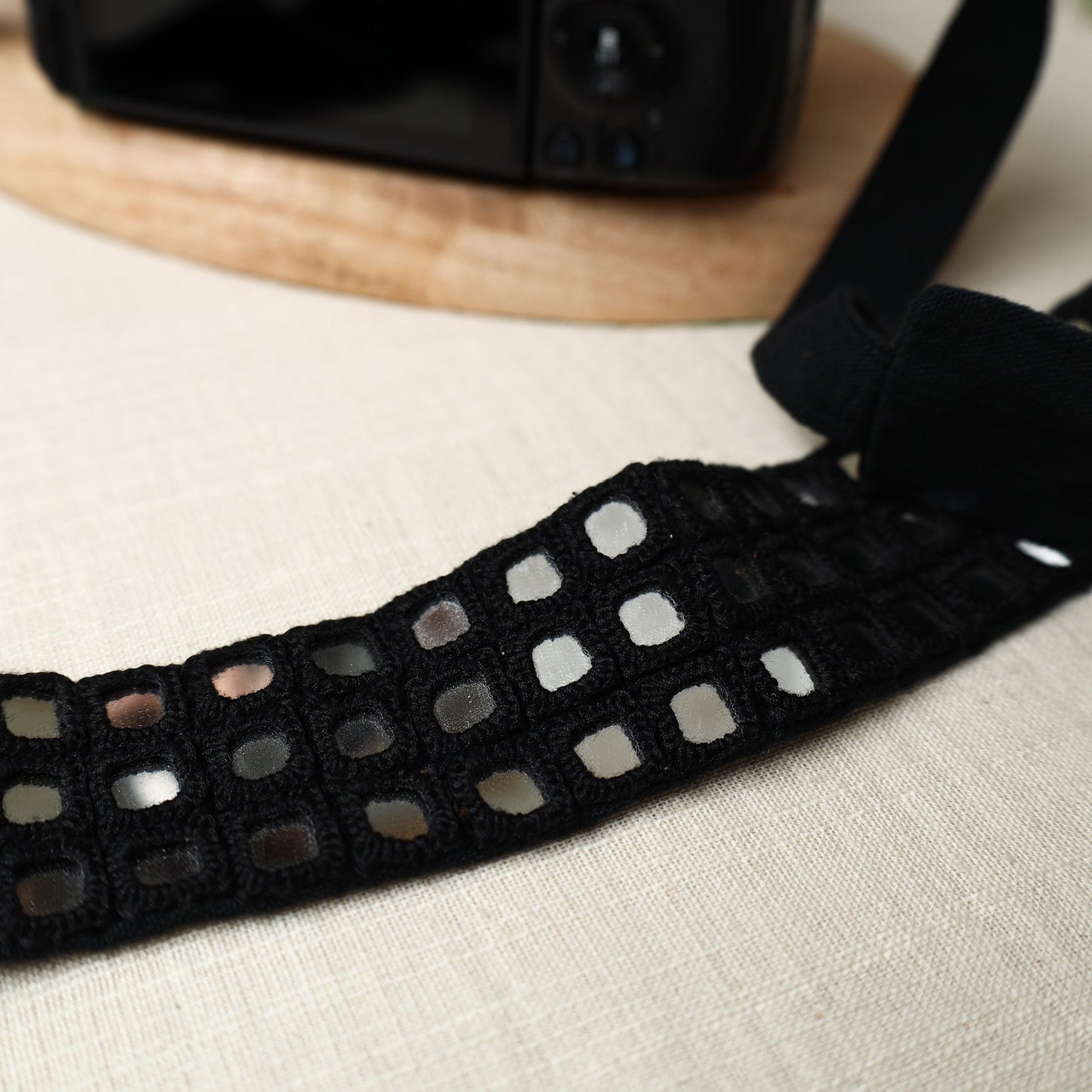 Mirror Work Kutchi Embroidery Fabric Camera Belt