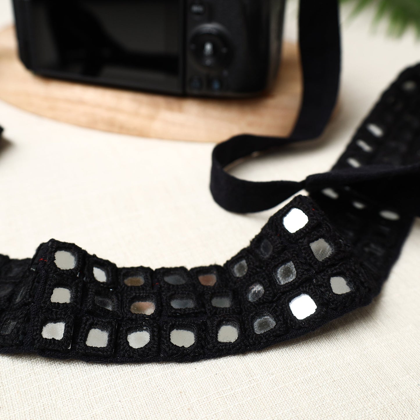 Mirror Work Kutchi Embroidery Fabric Camera Belt