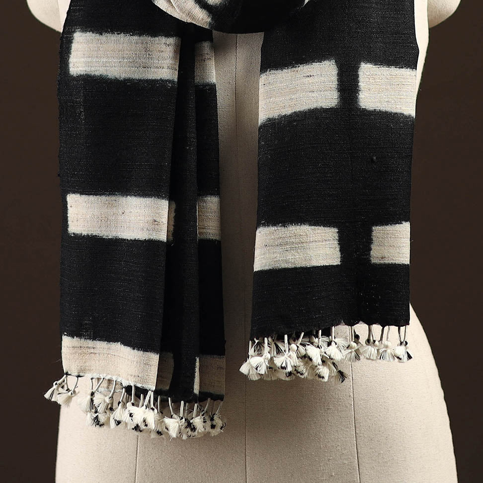 Kutch handwoven clamp dyed merino wool x katia silk shibori