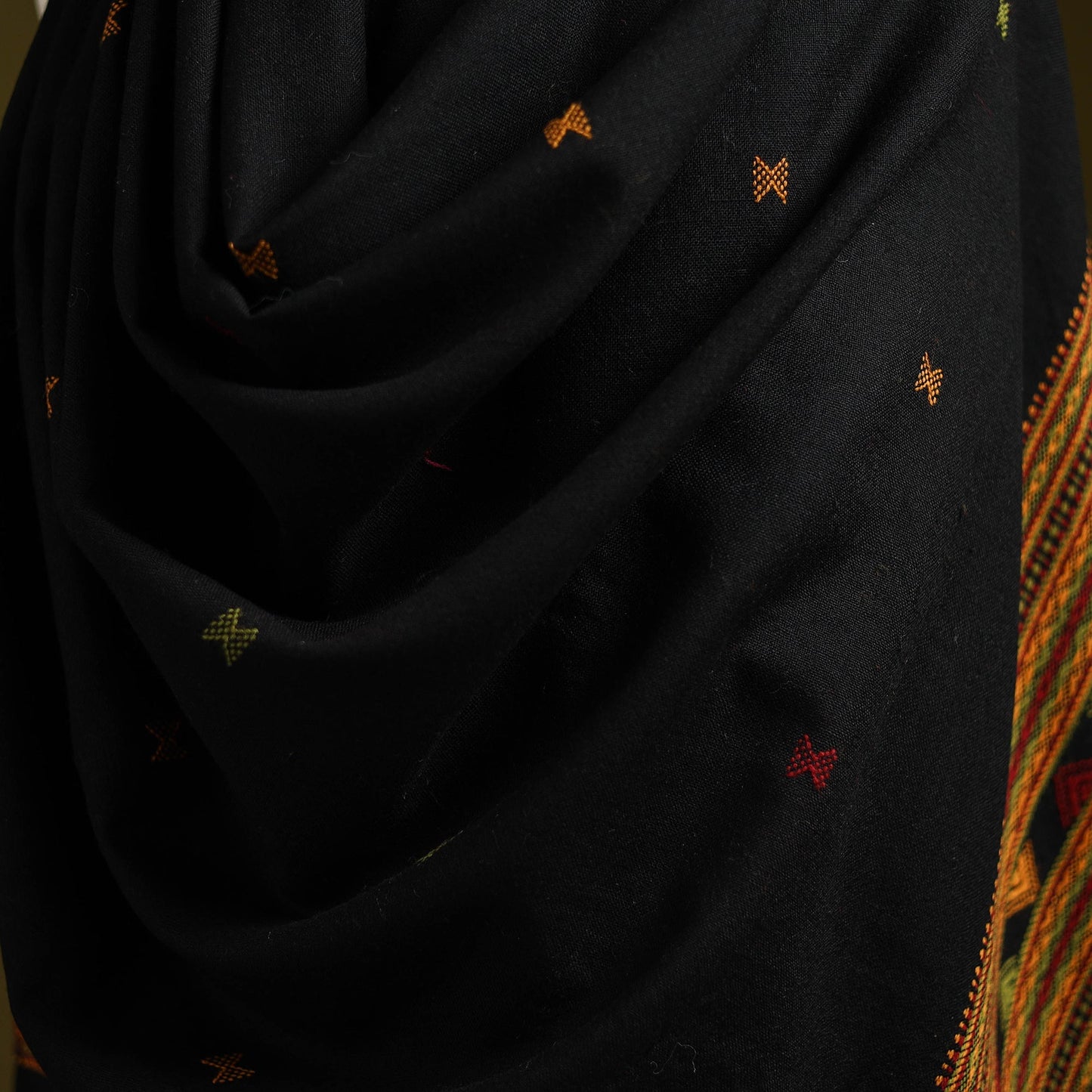 Kutch handwoven merino wool dhabla shawl 52 - handcrafted