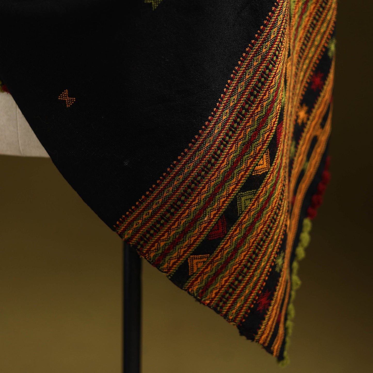 Kutch handwoven merino wool dhabla shawl 52 - handcrafted