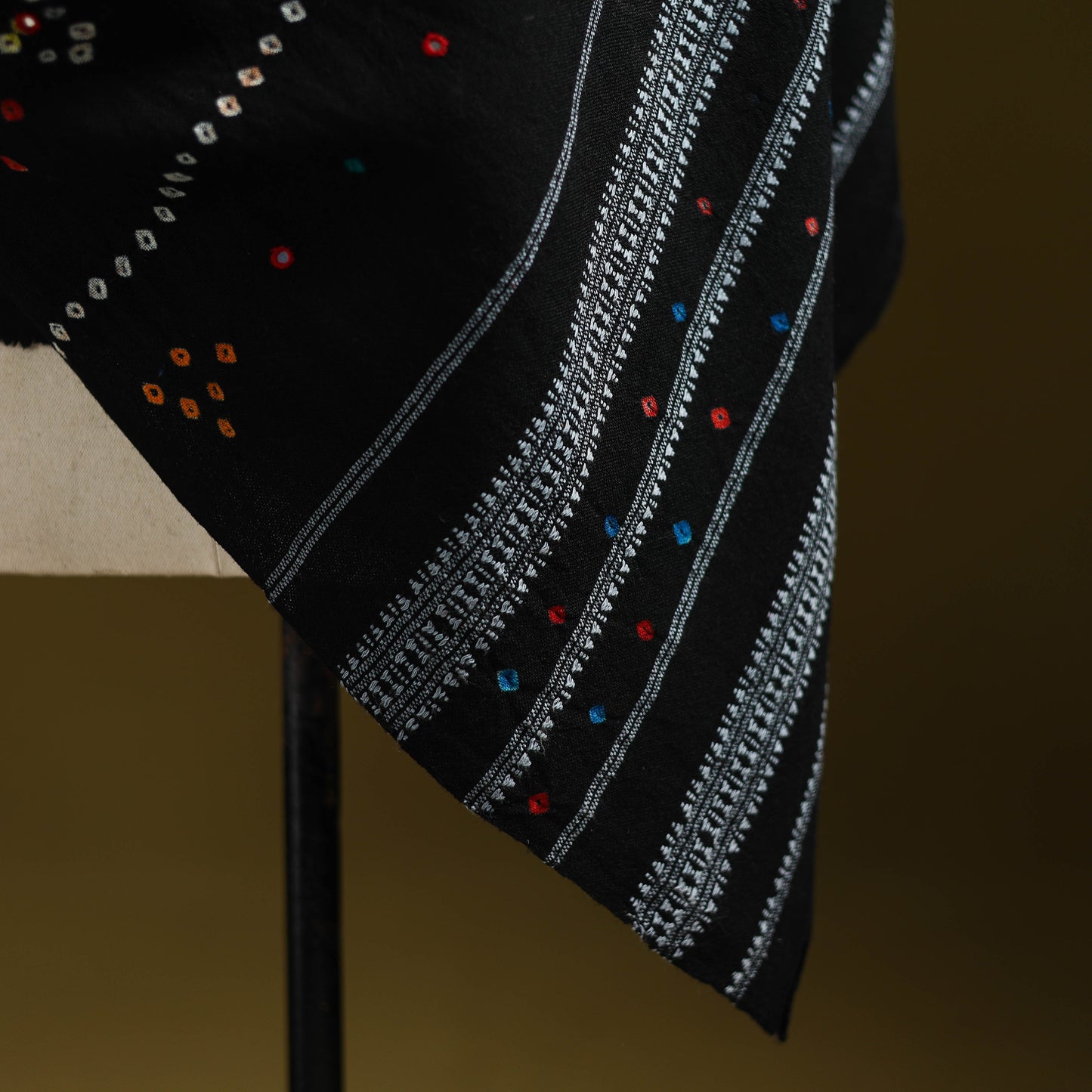 Kutch mirror work handwoven bandhani bagida merino wool