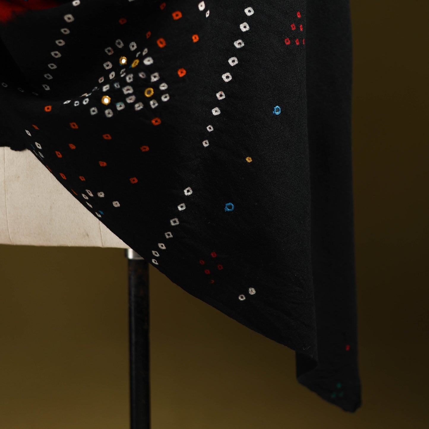 Kutch mirror work handwoven bandhani bagida merino wool