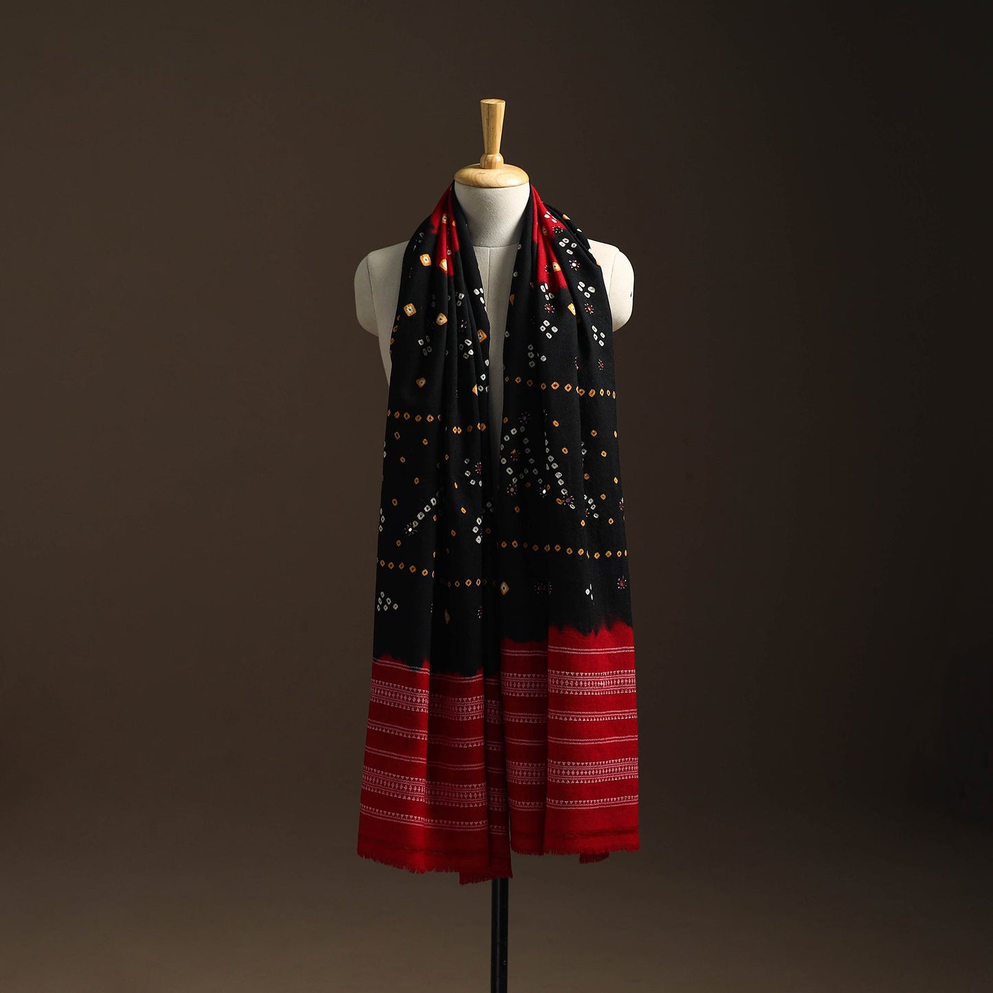 Kutch mirror work handwoven bandhani bagida woolen shawl 21