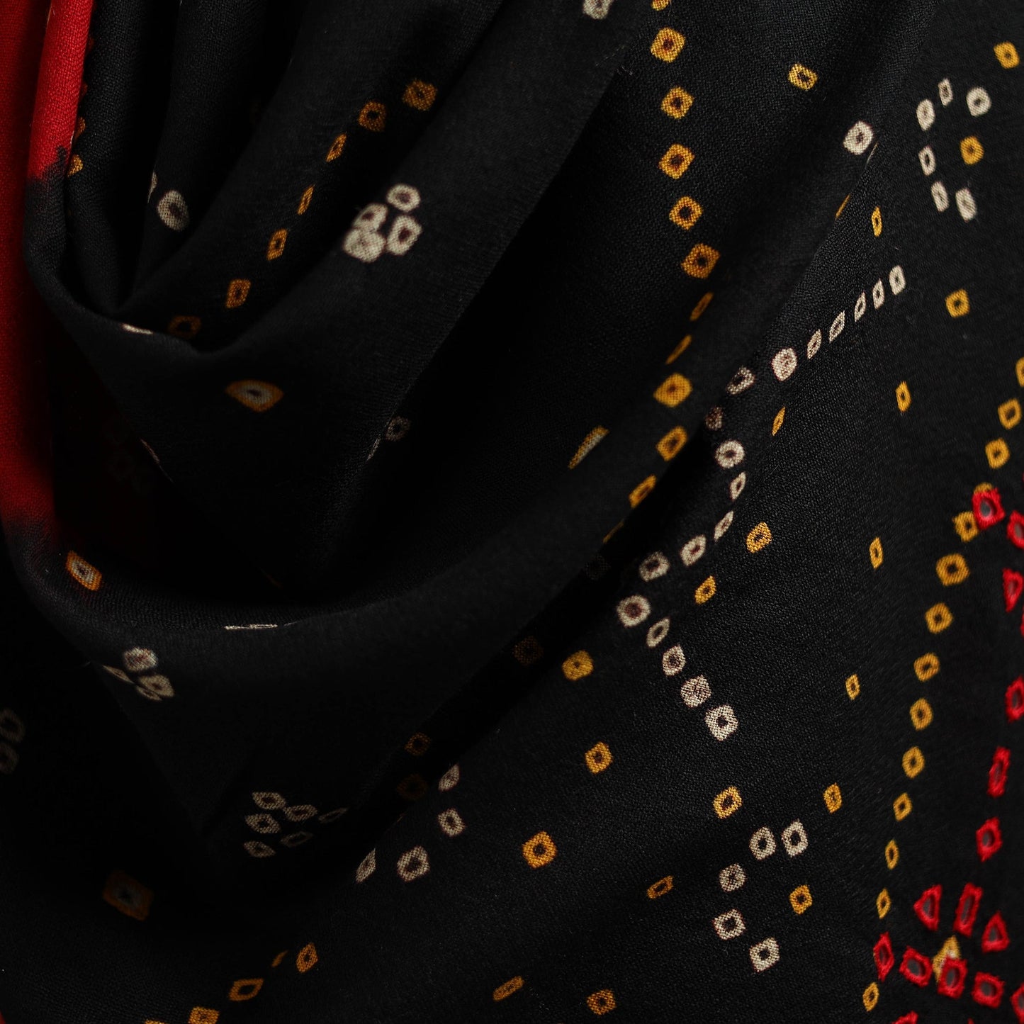 Kutch mirror work handwoven bandhani merino wool shawl 45