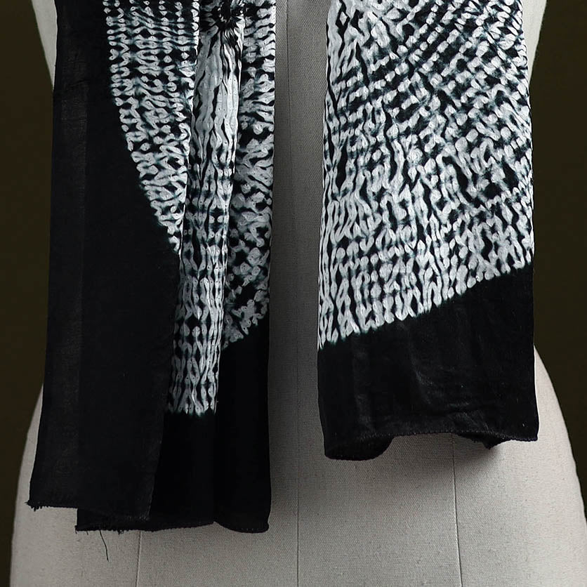 Kutch modal silk clamp dyed shibori stole 01 - handcrafted