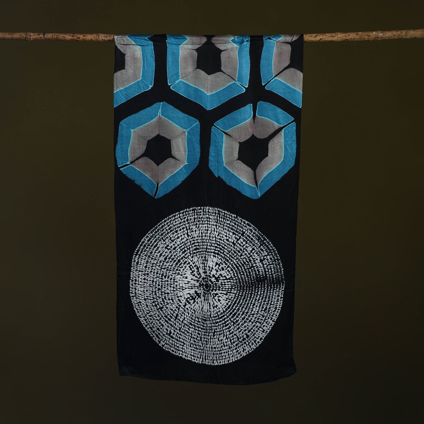 Kutch modal silk clamp dyed shibori stole 01 - handcrafted