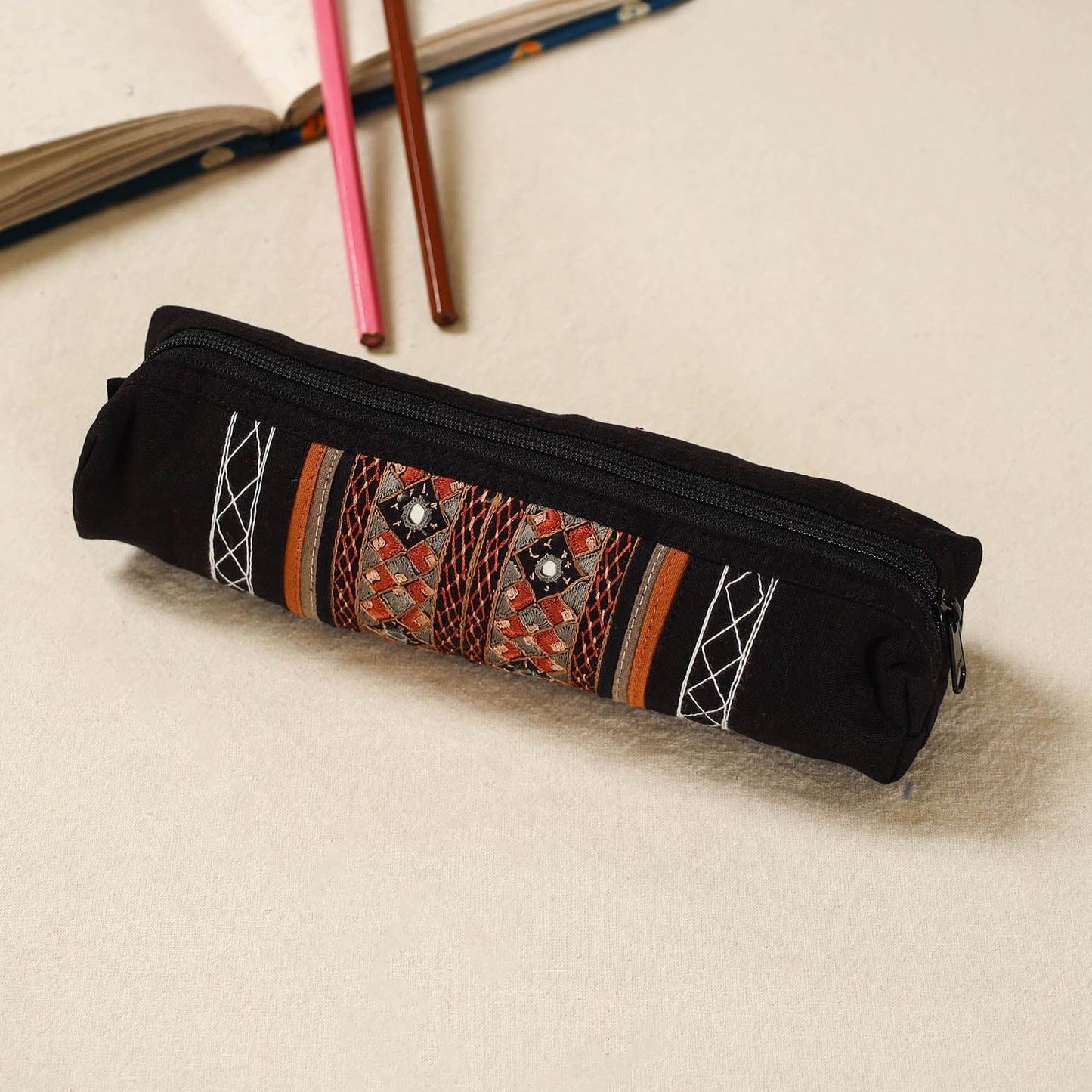 Kutch neran hand embroidered pencil pouch 240 - handcrafted