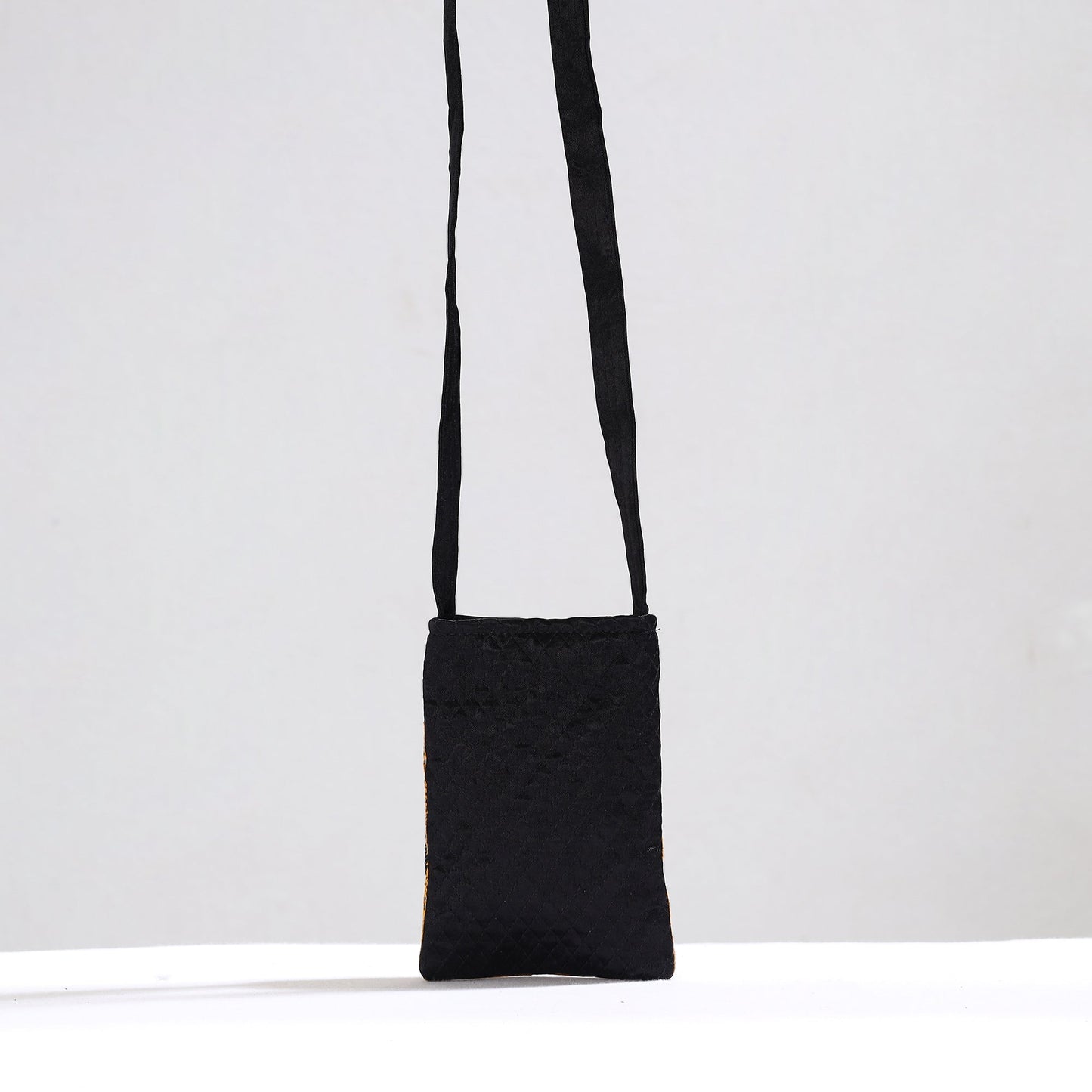 Black Kutch Pakko Hand Embroidery Mashru Silk Sling Bag