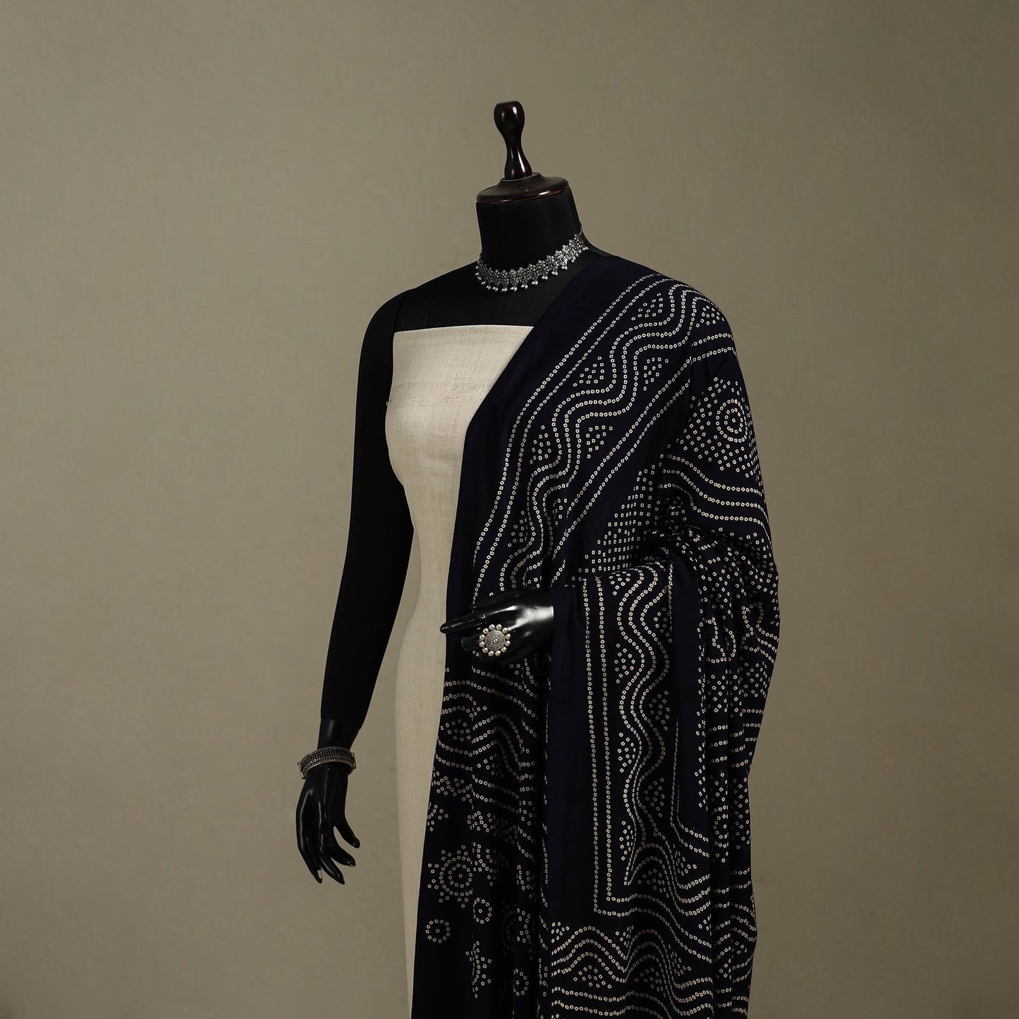 Kutch printed rayon dupatta 46 - handcrafted