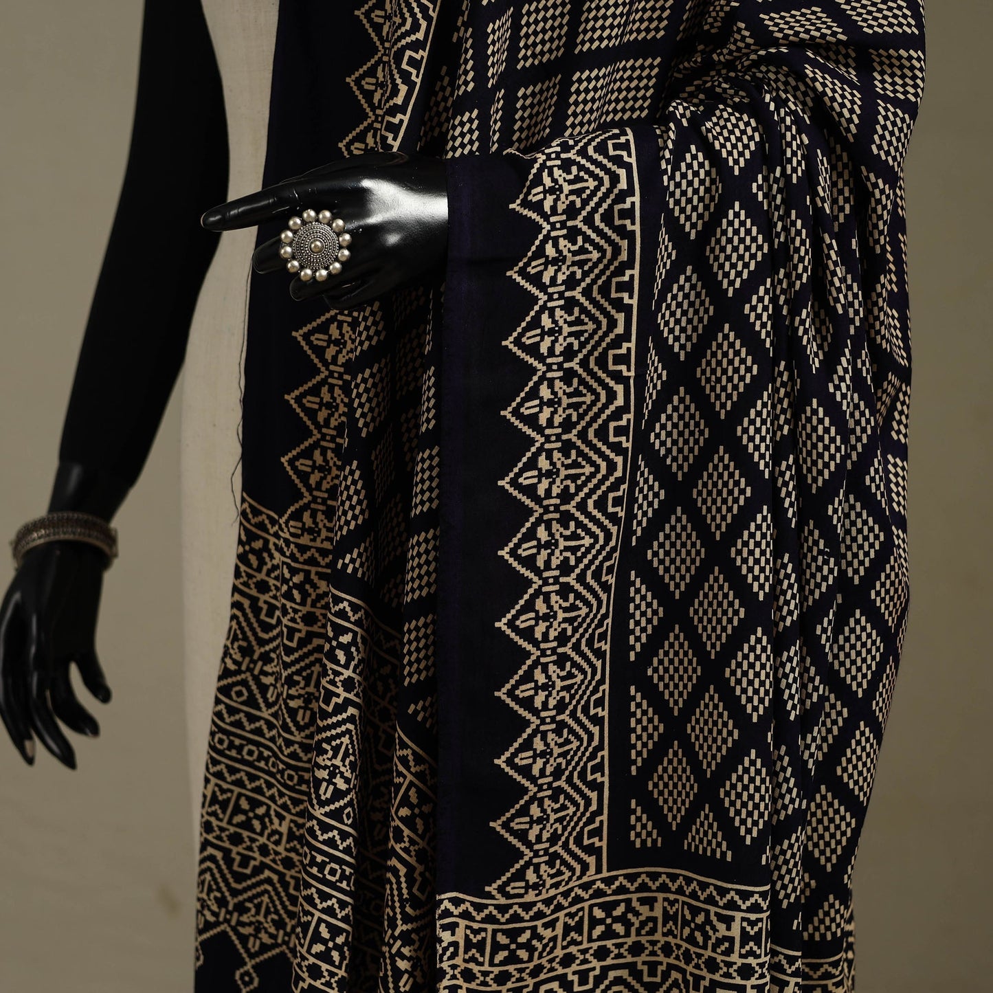 Kutch printed rayon dupatta 49 - handcrafted