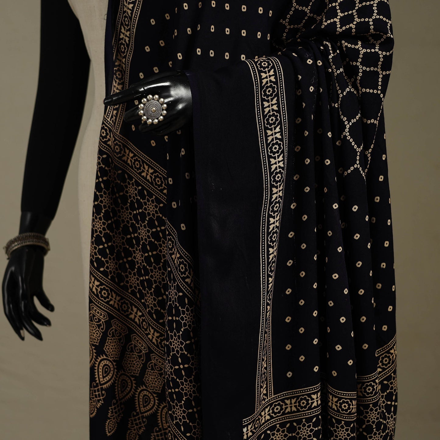Kutch printed rayon dupatta 63 - handcrafted
