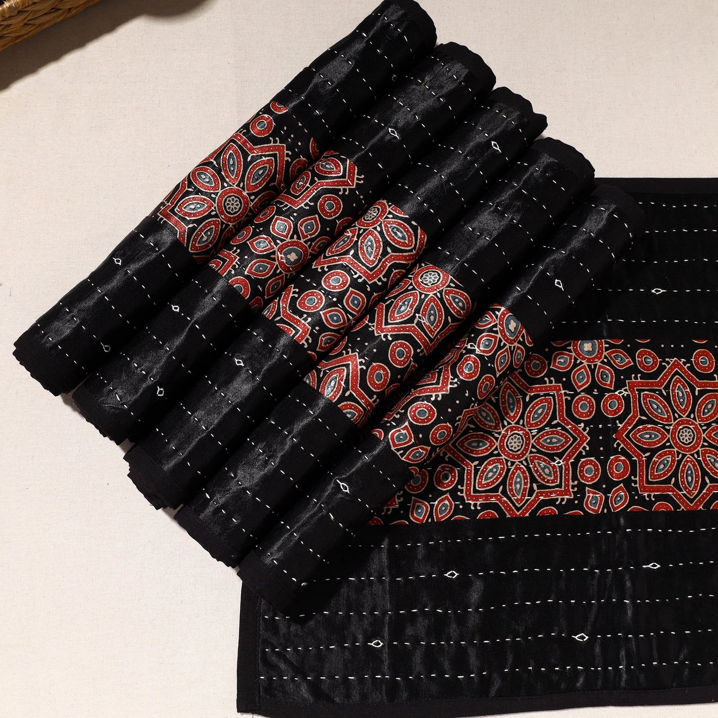 Black Tagai Embroidery Table Mats - Shop Now