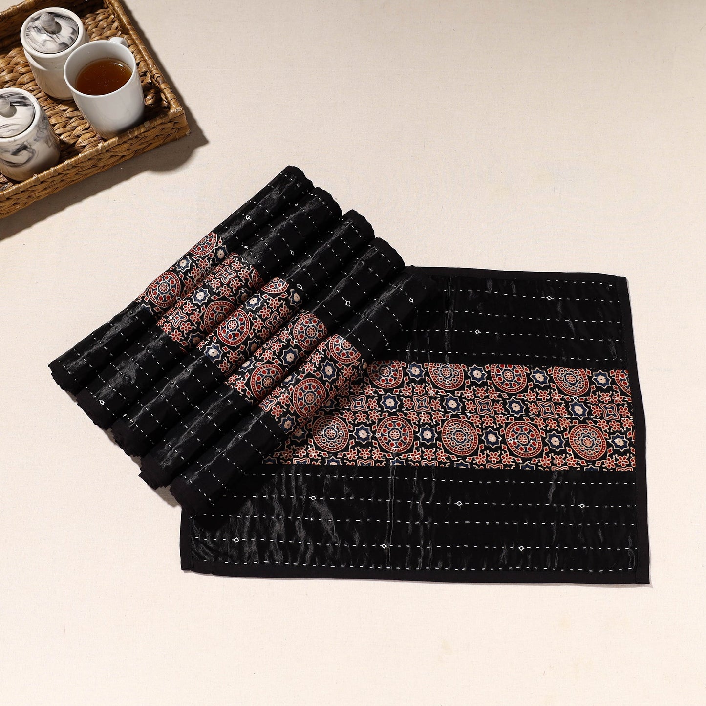 Blsck Tagai Embroidery Table Mats