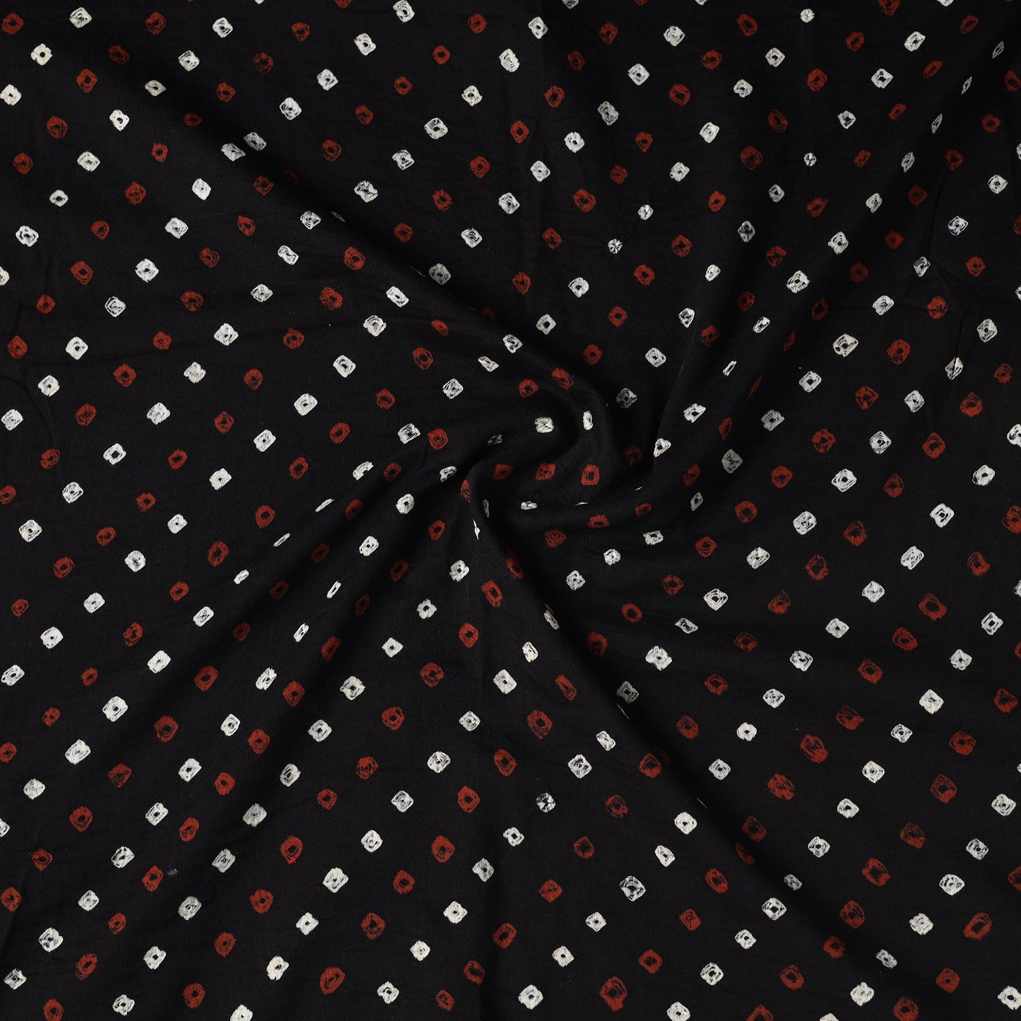 Black Kutch Tie-Dye Cotton Bandhani Precut Fabric
