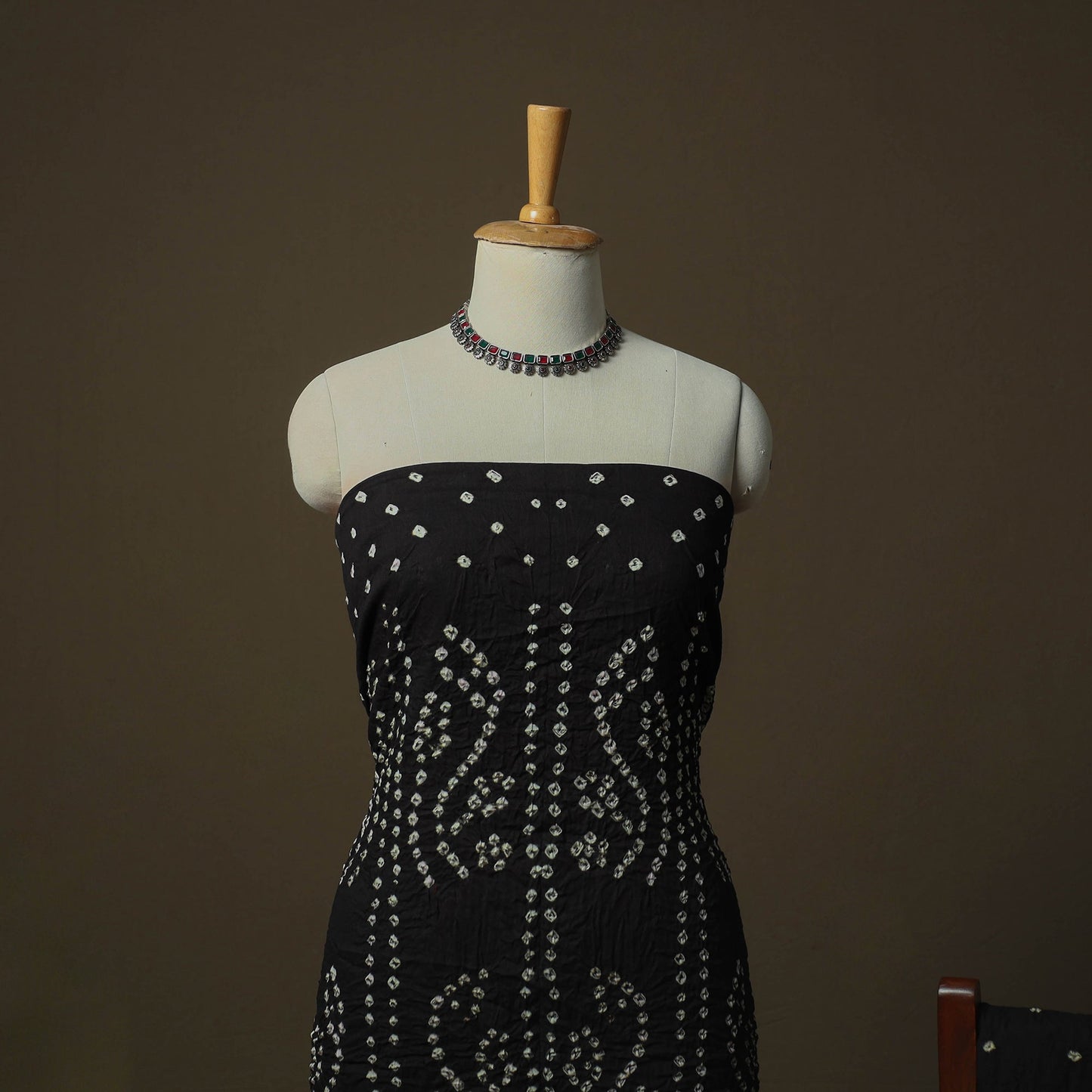 Kutch tie-dye satin cotton bandhani 3pc unstitched dress