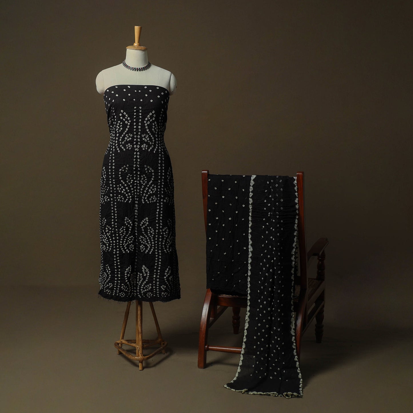 Kutch tie-dye satin cotton bandhani 3pc unstitched dress