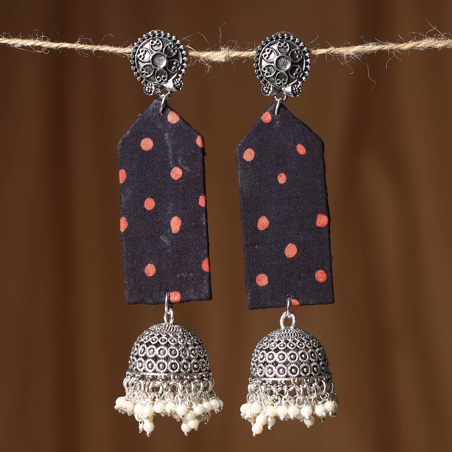Black - lavina gs fabart handmade earrings - handcrafted