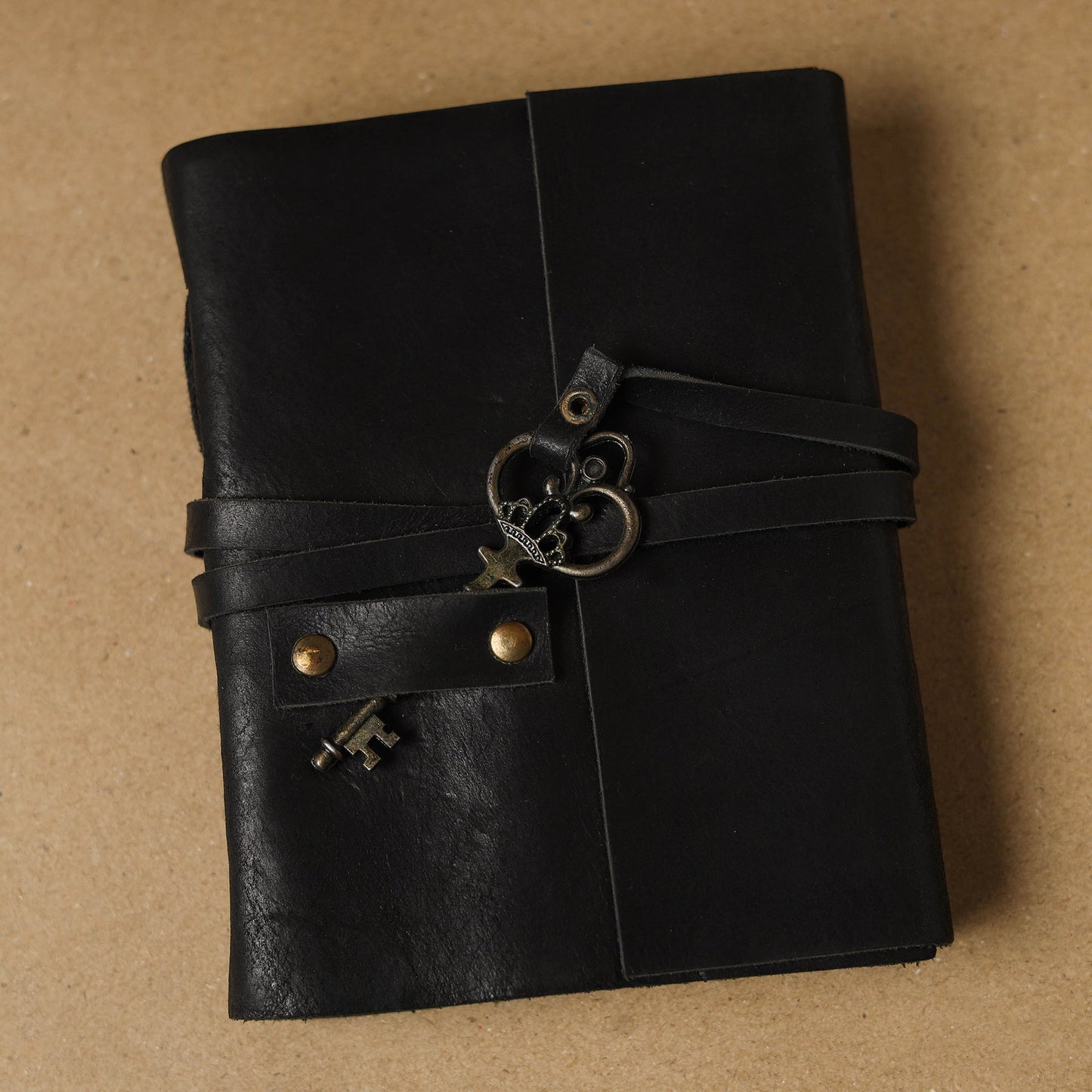 Black - leather cover handmade paper notebook 21