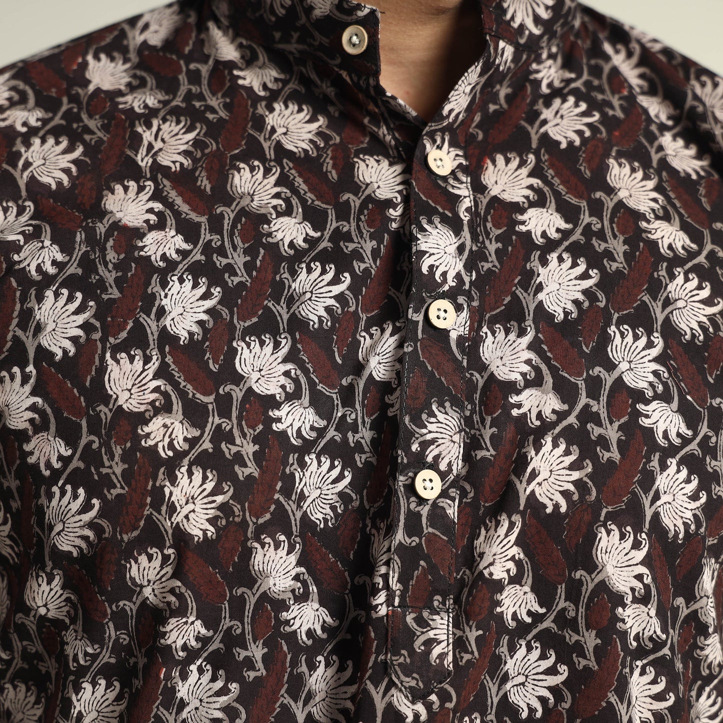 Bagru Block Printed Cotton Men Short Kurta
