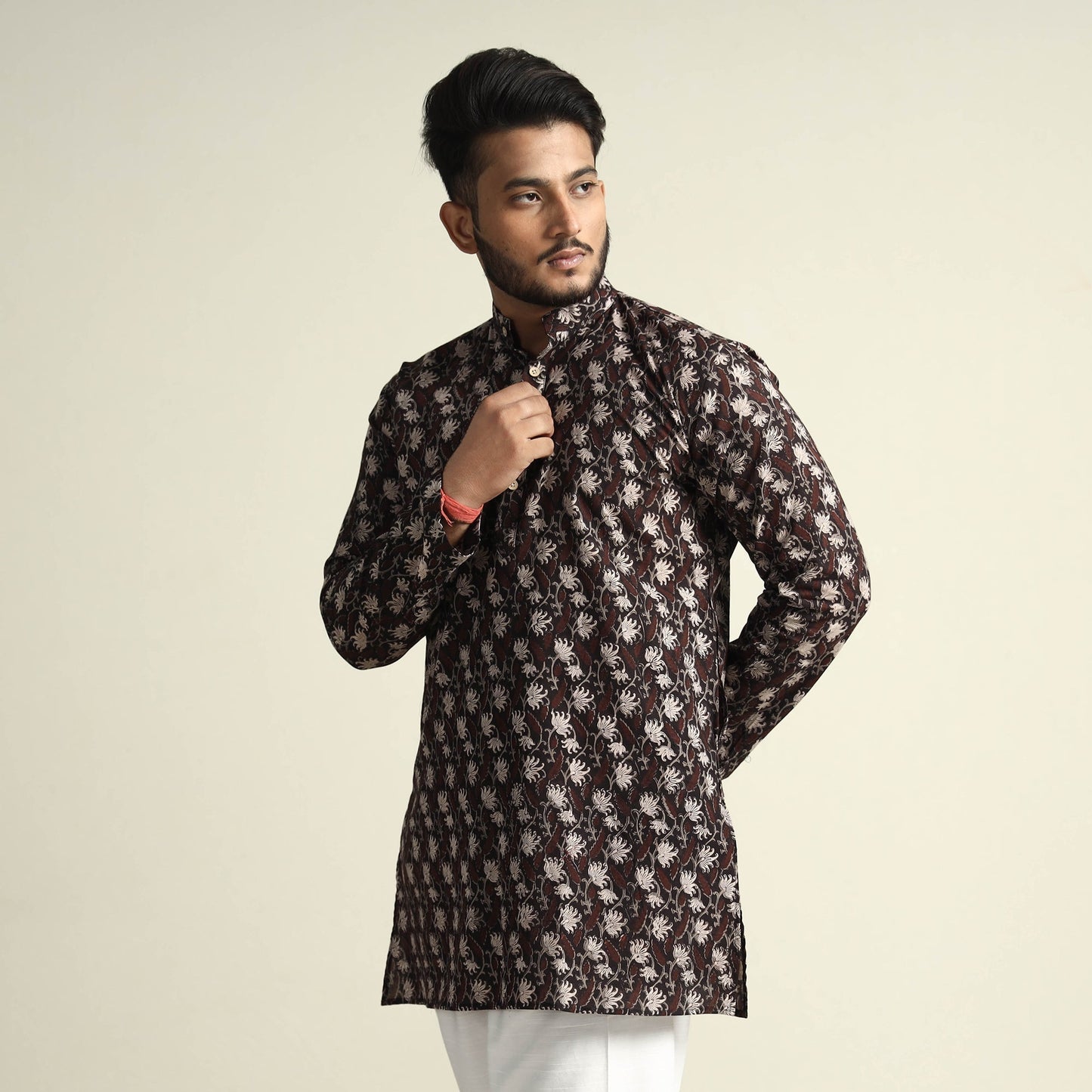 Bagru Block Printed Cotton Men Short Kurta
