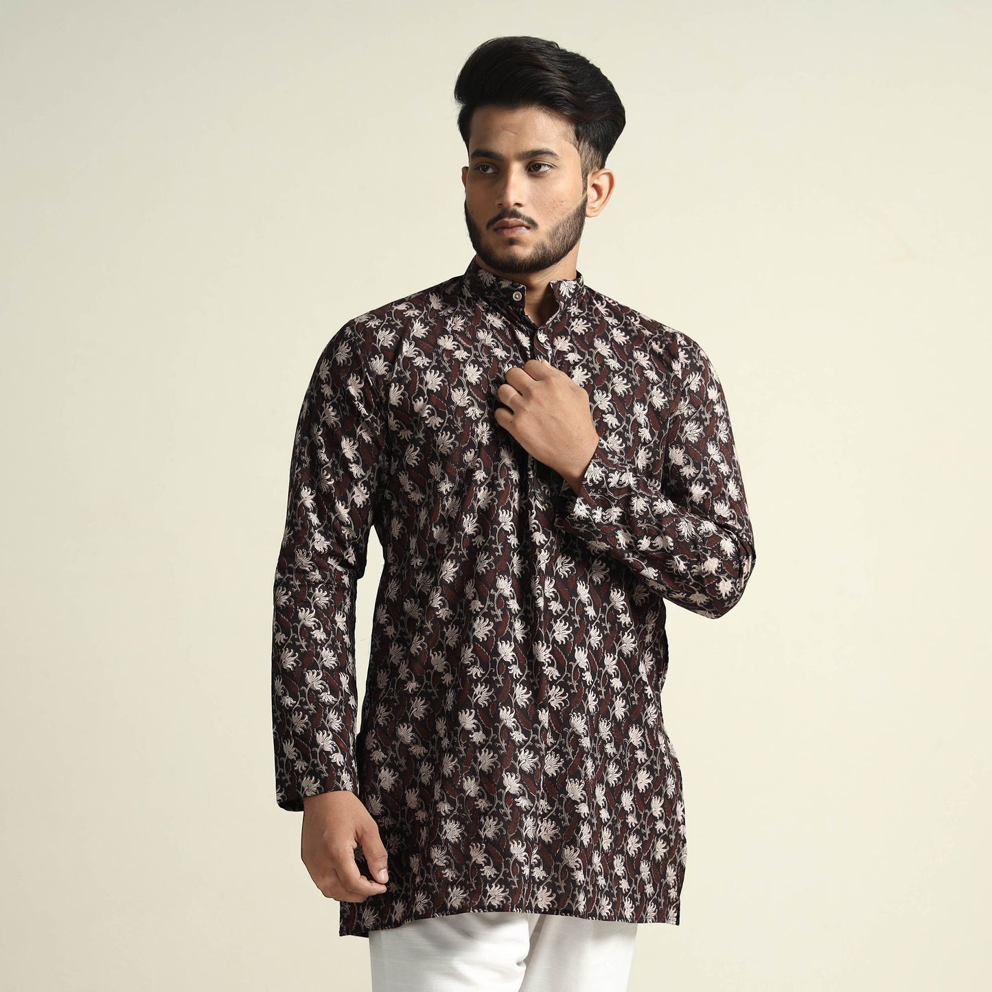 Bagru Block Printed Cotton Men Short Kurta