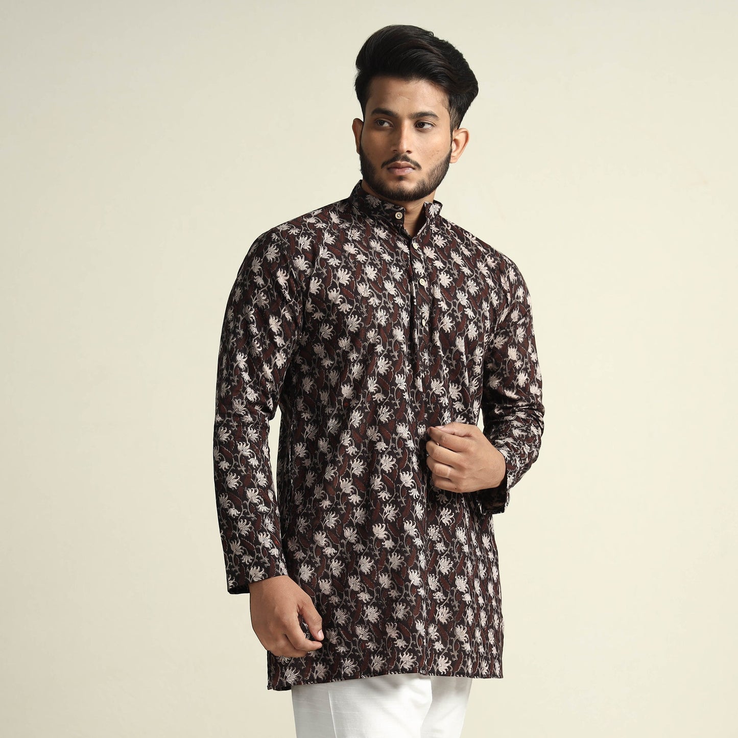 Bagru Block Printed Cotton Men Short Kurta
