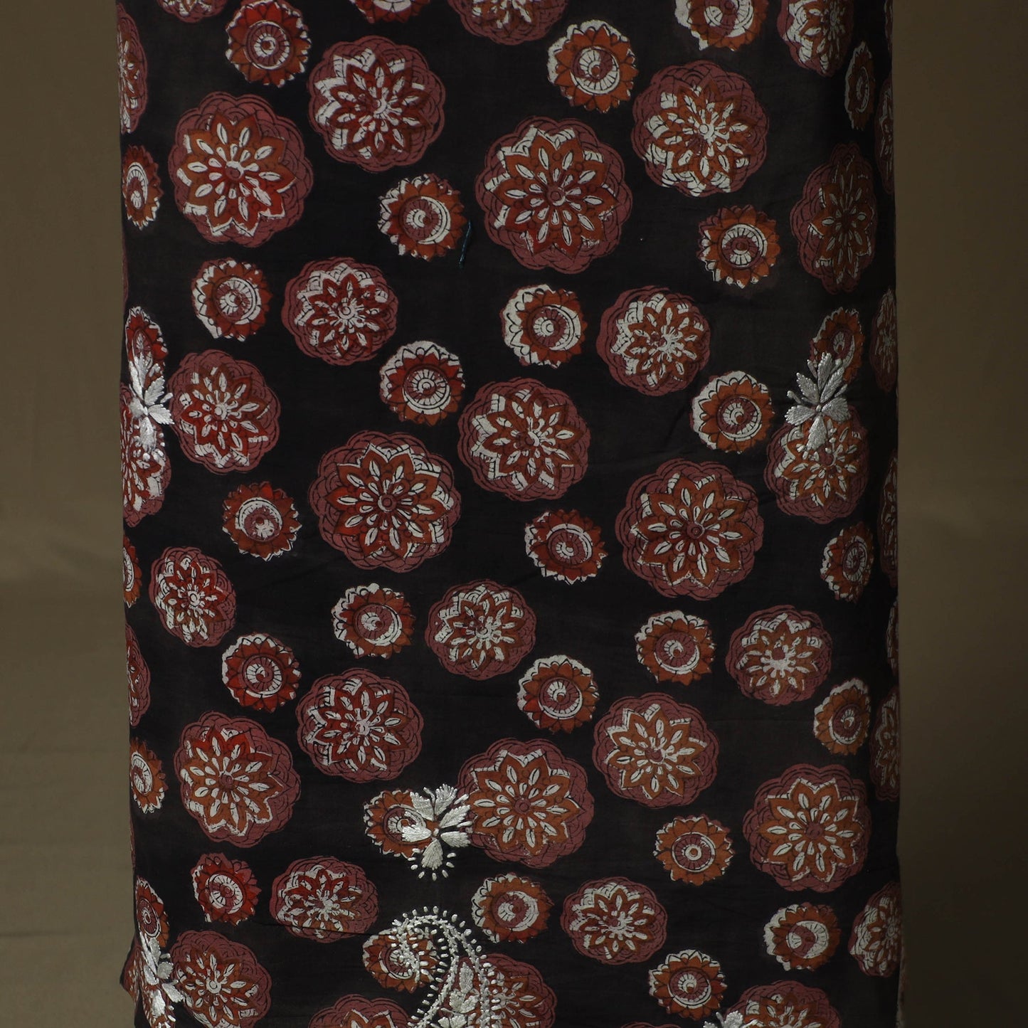 Lucknowi chikankari hand work bagru block print unstitched