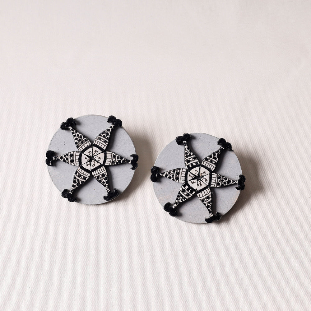 Madhubani Handpainted Wooden Earrings Online India