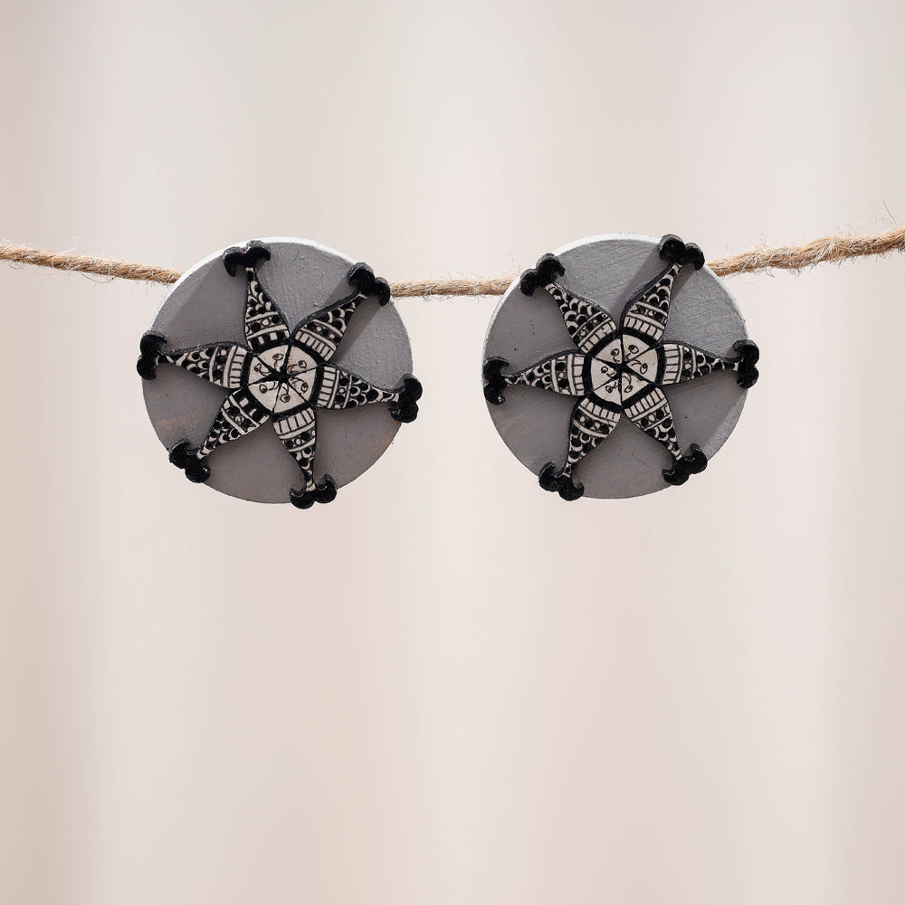 Madhubani Handpainted Wooden Earrings Online India