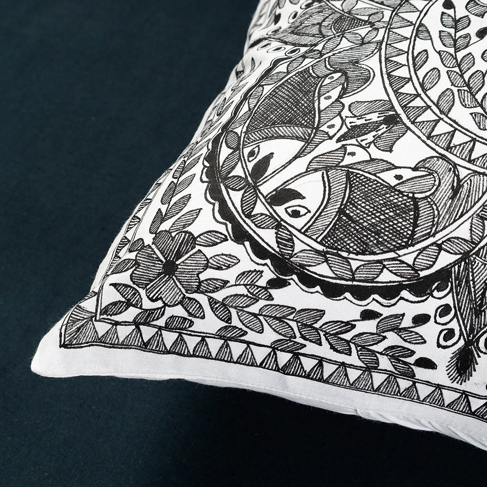 Madhubani Handpainted Cotton Cushion Cover Online at iTokri.com