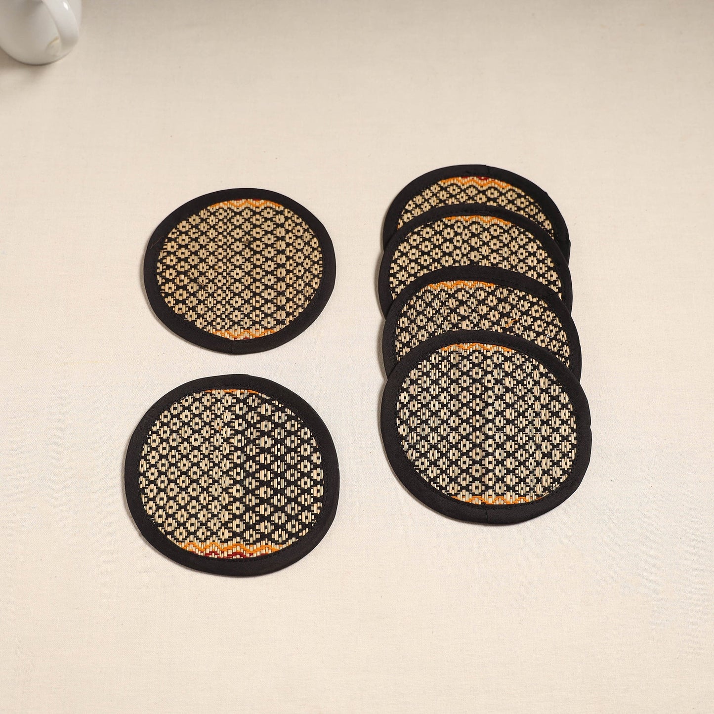 Madur grass round coaster of midnapore (set 6) 06