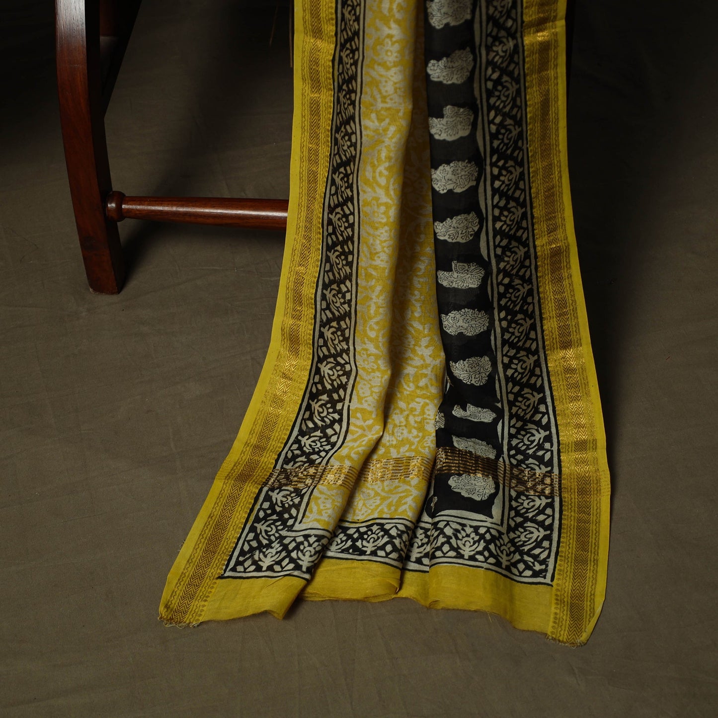 Maheshwari silk hand block bagru print 3pc unstitched dress