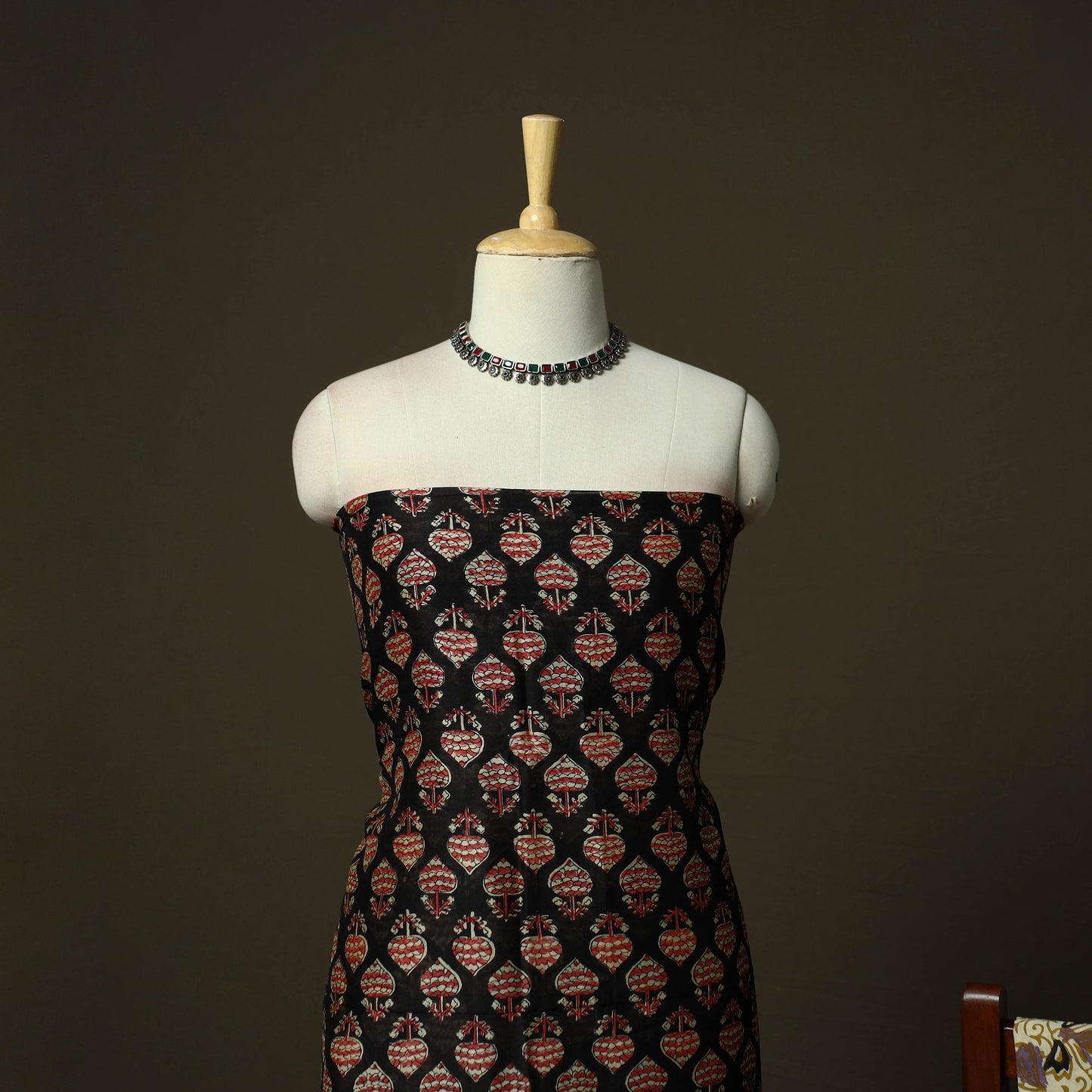 Maheshwari silk hand block bagru print 3pc unstitched dress