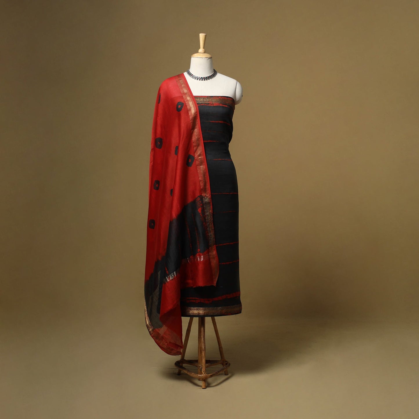 Maheshwari silk shibori tie-dye 3pc unstitched dress