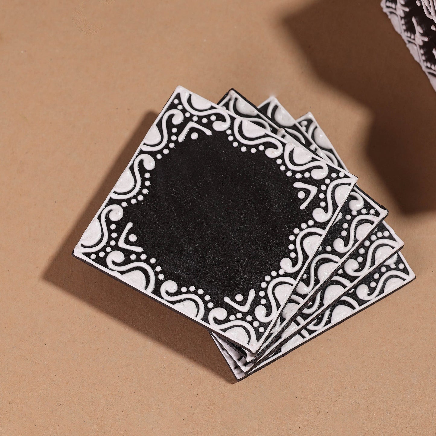 Mandana Art Handpainted Paper Mache Coasters