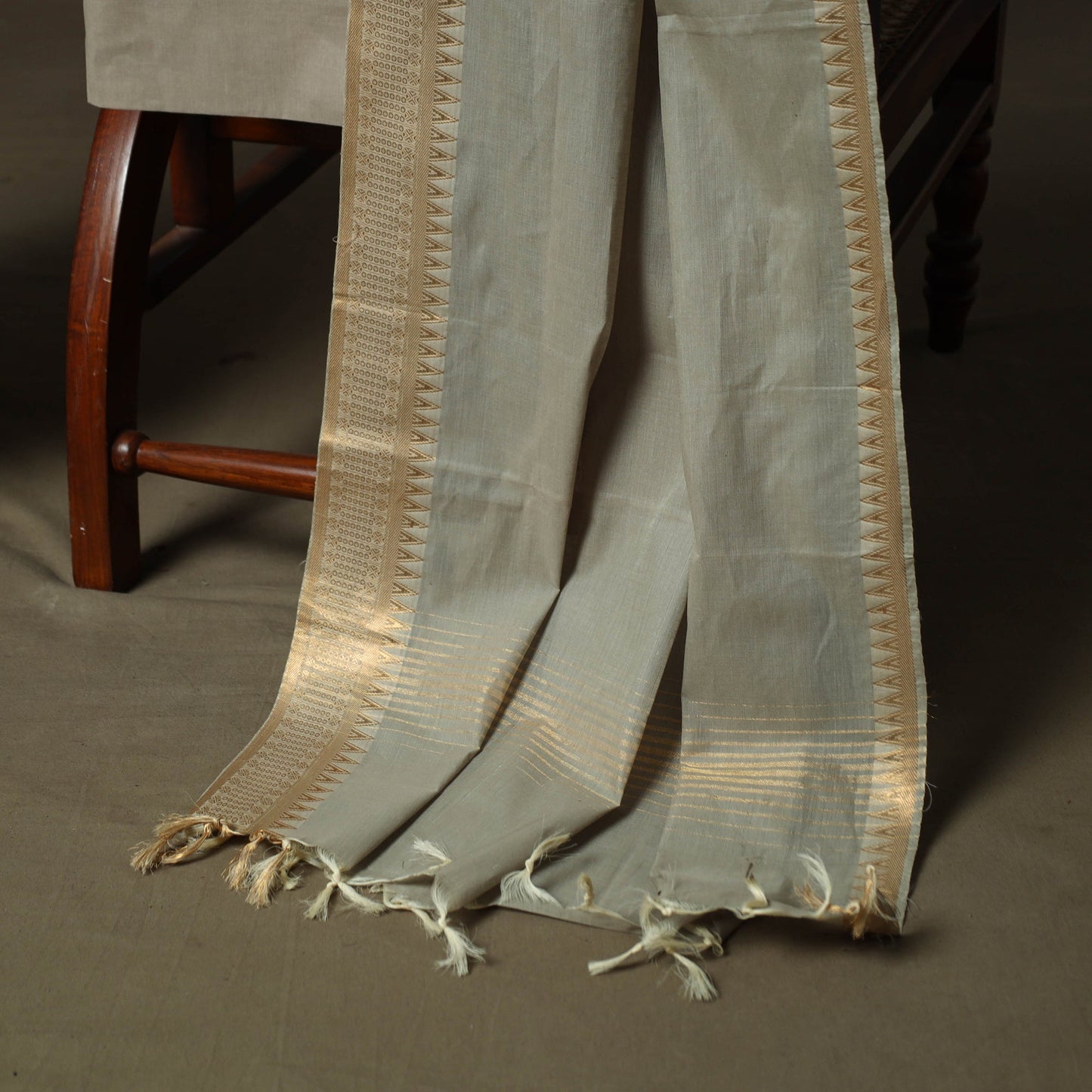Mangalagiri cotton 3pc unstitched dress material with zari