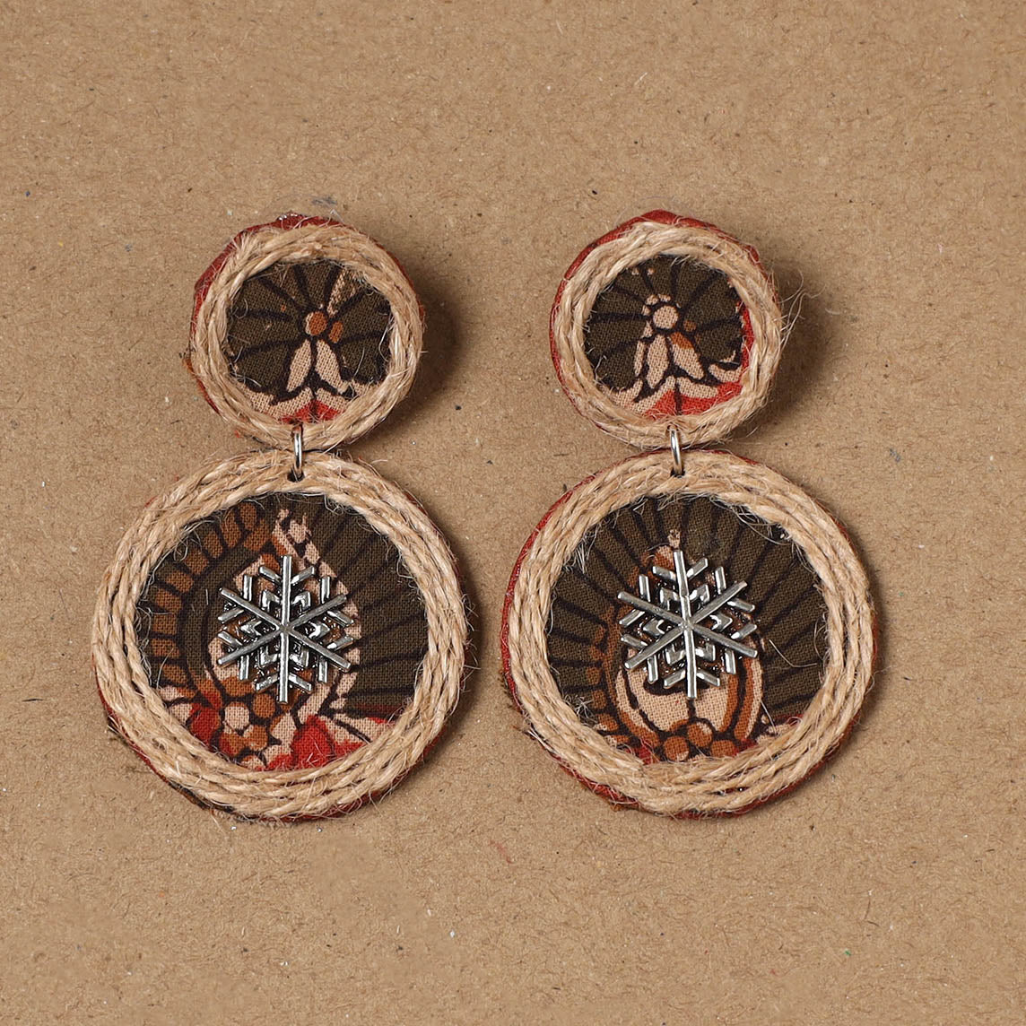 Mannat jute fabart handmade earrings - handcrafted