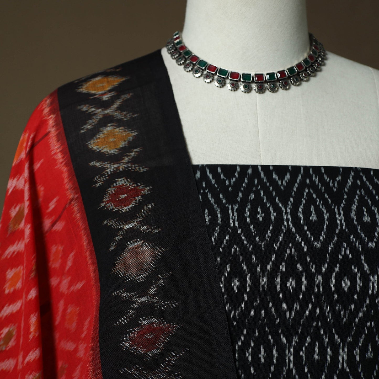 Handloom mercerised cotton pochampally ikat 2pc unstitched