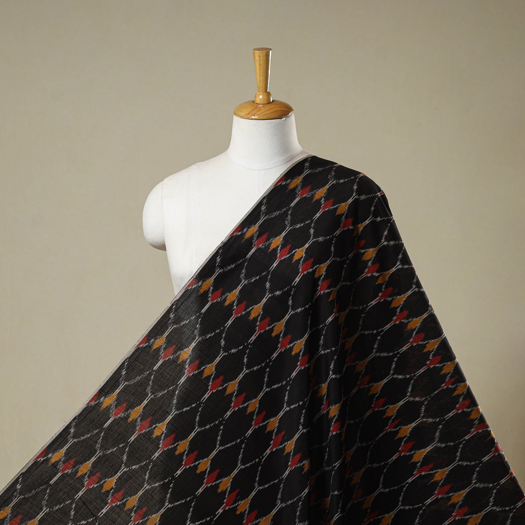 Black - Mercerised Cotton Pochampally Ikat Crop Top 03