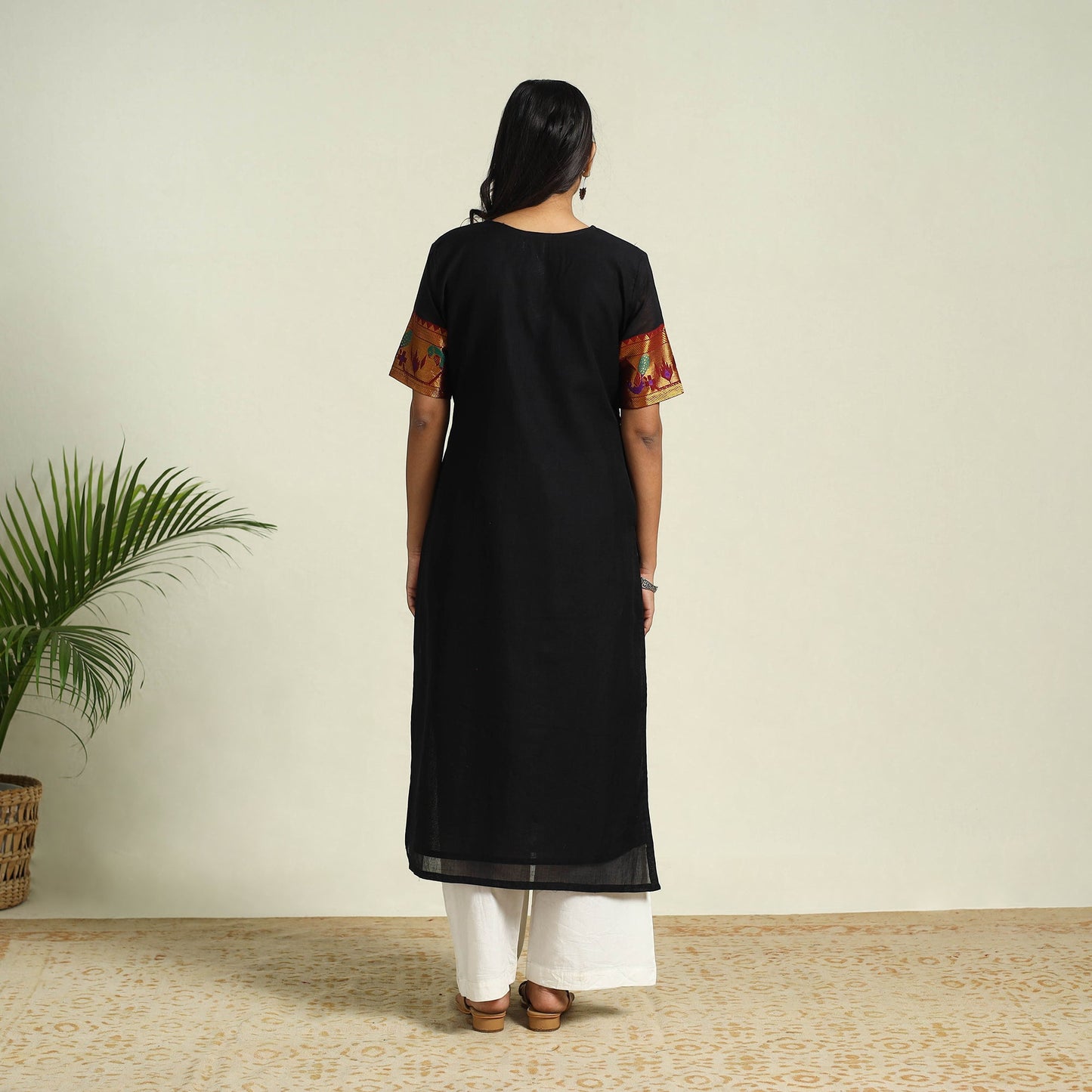 Black Mercerised Cotton Straight Dharwad Kurta