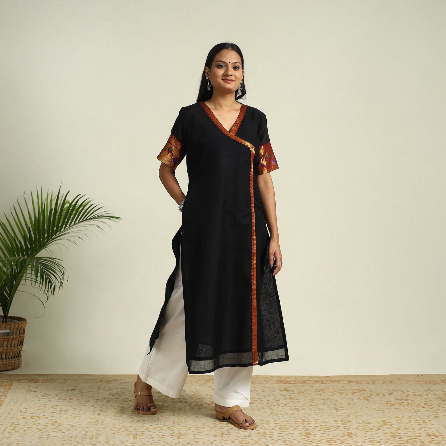 Black Mercerised Cotton Straight Dharwad Kurta