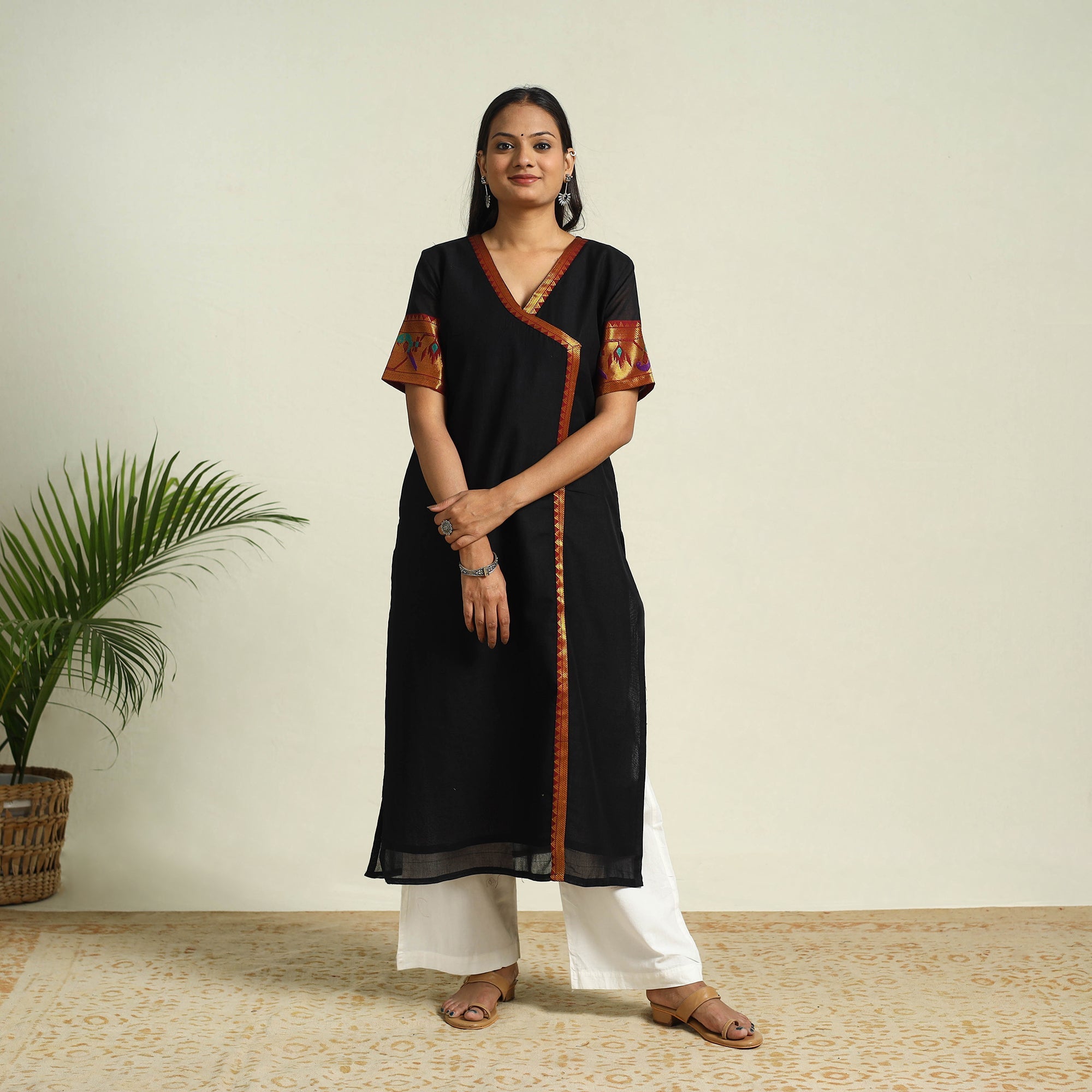 Black Mercerised Cotton Straight Dharwad Kurta