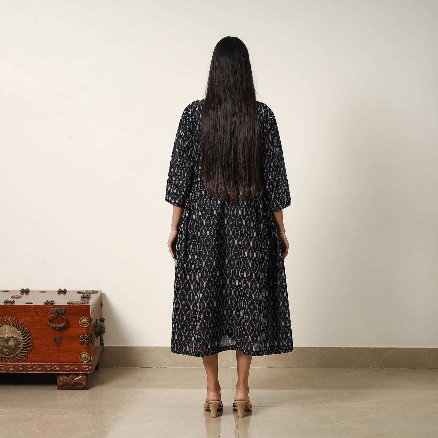 Mercerized Cotton Flared Pochampally Ikat Dress
