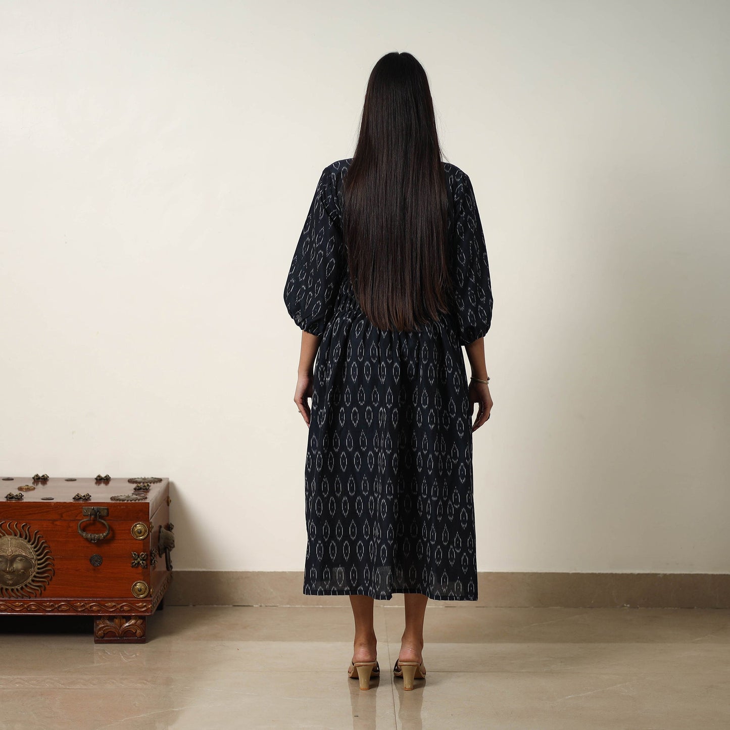 Mercerized Cotton Flared Pochampally Ikat Dress