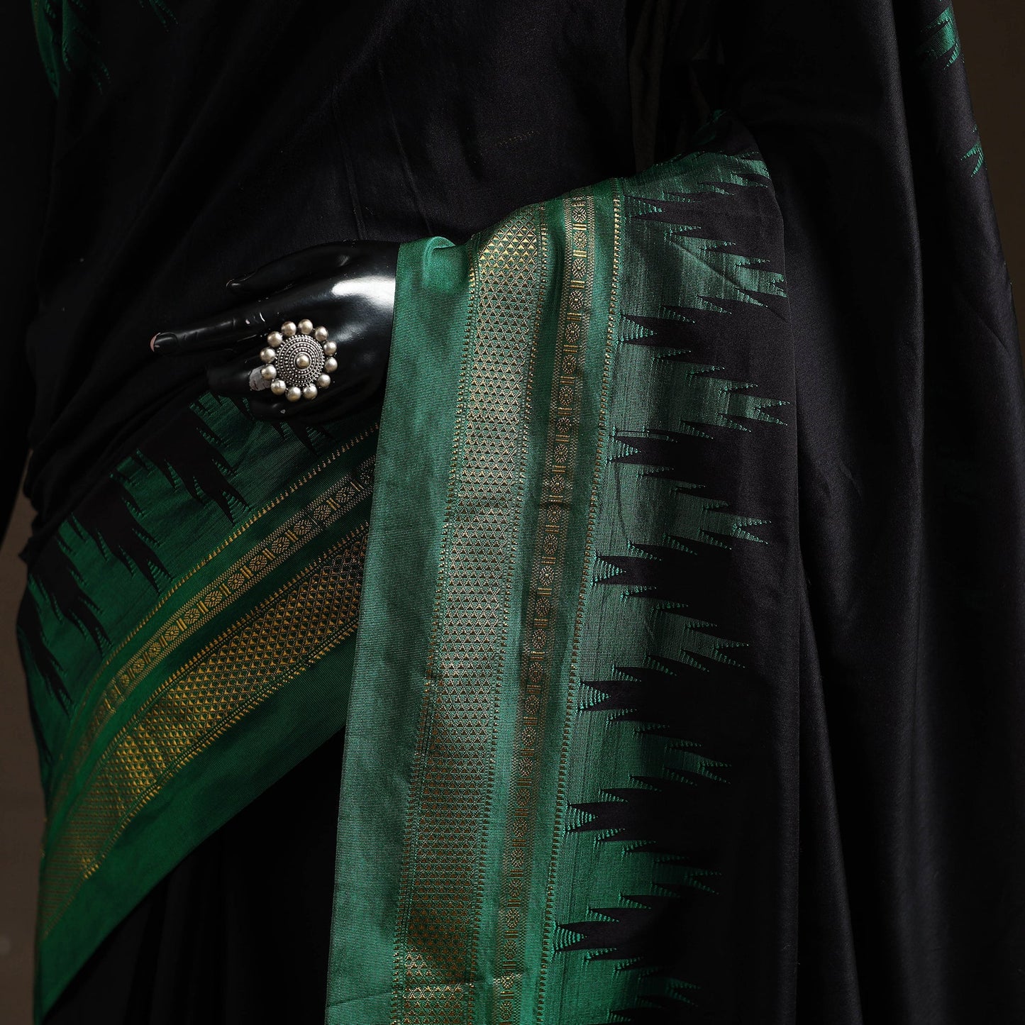Mercerized cotton gadwal ilkal saree with temple zari