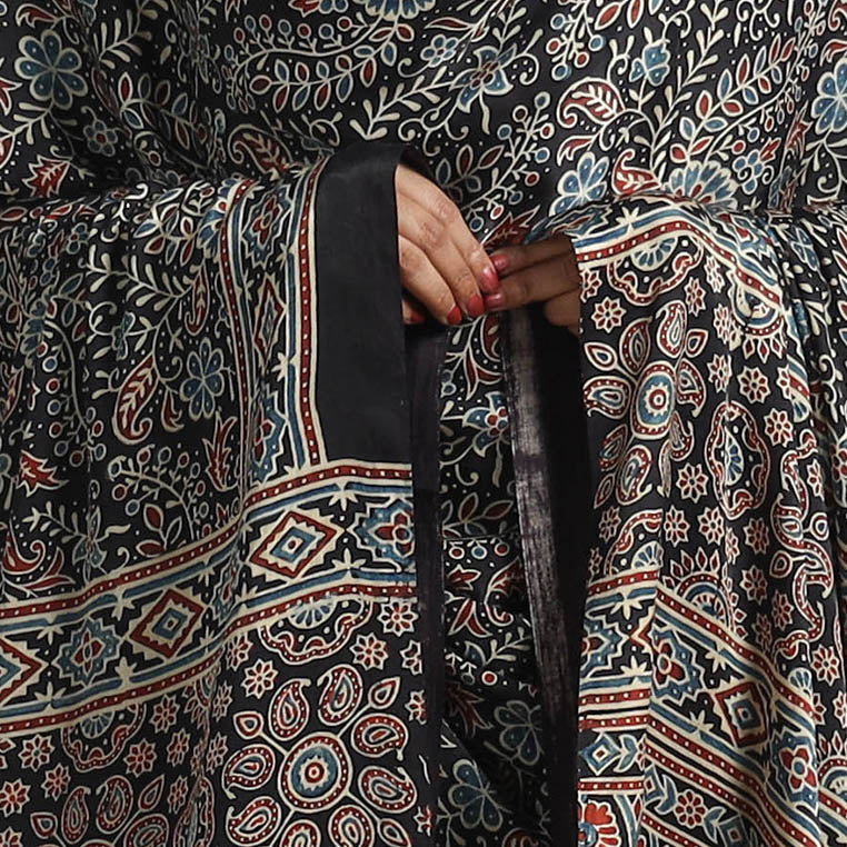 Modal Silk Block Print Ajrakh Dupatta
