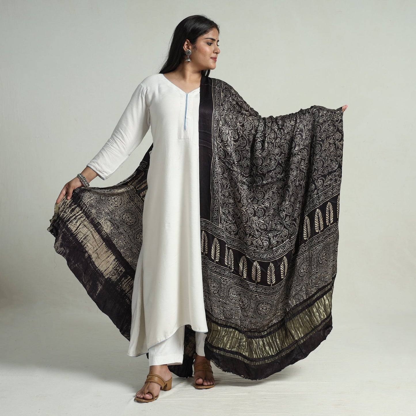 Ajrakh Silk Dupatta